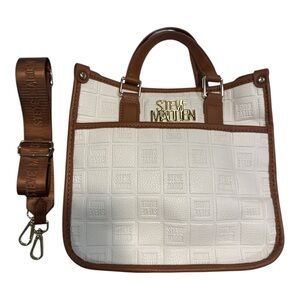 Steve Madden Cream and Brown Embossed Tote